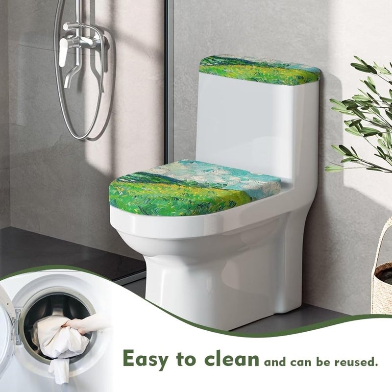 Flashideas Van Gogh Wheatfield Toilet Lid Cover and Toilet Tank Cover Soft Plush Seat Covers Tank Lip Covers Seat Covers Fits Most Lids for Accessories Decor Machine Washable - Image 4